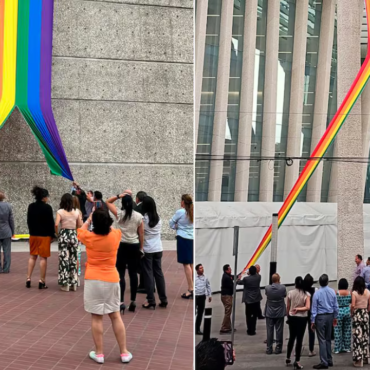 Un grupo de empleados del Infonavit destrozan la bandera LGTBI+ por ser “indigna”